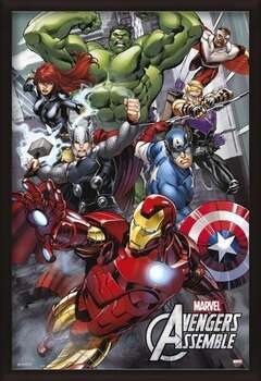 Uokvireni plakat Marvel - Avengers Assemble