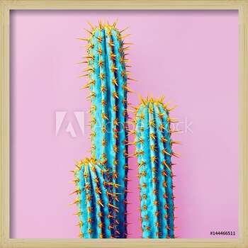 Uokvireni plakat Set Neon Cactus. Minimal creative stillife