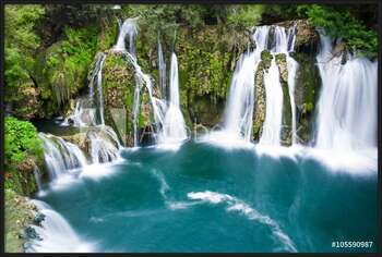 Uokvireni plakat Waterfalls of Martin Brod on Una national park, Bosnia and Herzegovina