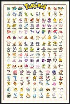 Uokvireni plakat Pokemon - Kanto 151